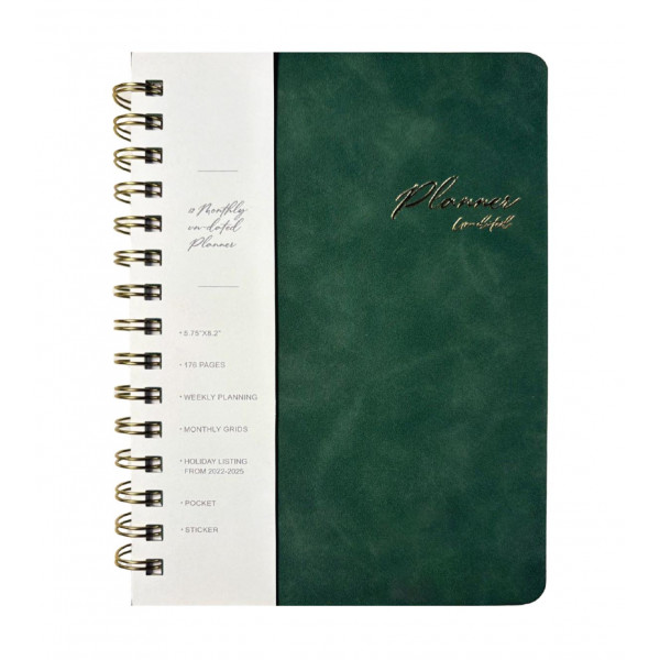 Nedatumirani planer A5 VEGAN LEATHER - Green 