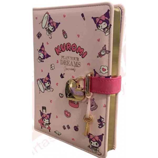 Notes KUROMI sa ključićem- LILA  13 x 18 cm 