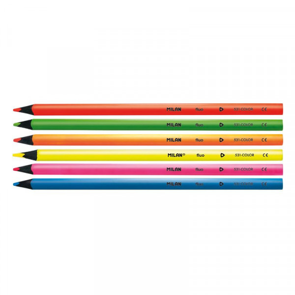 6 drvenih bojica MILAN - FLUO 