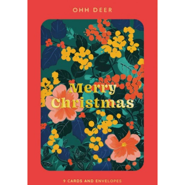 Set devet novogodišnjih i božićnih čestitki FESTIVE FLORAL 