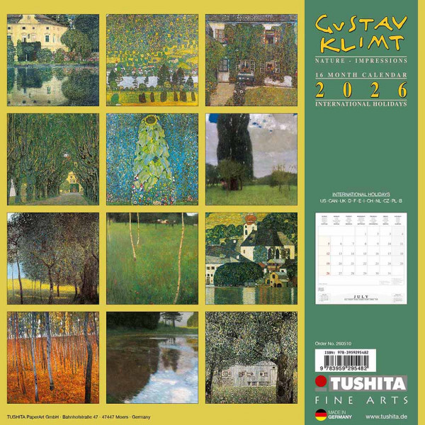 Zidni kalendar 2026 GUSTAV KLIMT - NATURE IMPRESSIONS 