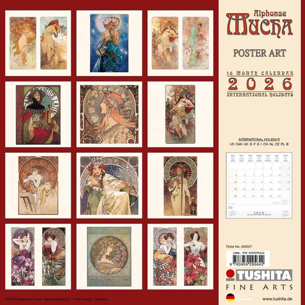 Zidni kalendar 2026 ALPHONSE MUCHA 