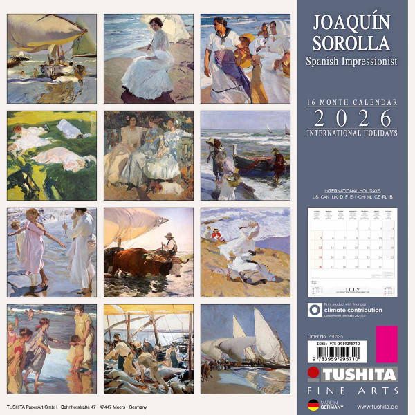Zidni kalendar 2026 JOAQUIN SOROLLA 