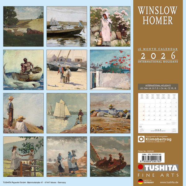Zidni kalendar 2026 WINSLOW HOMER 