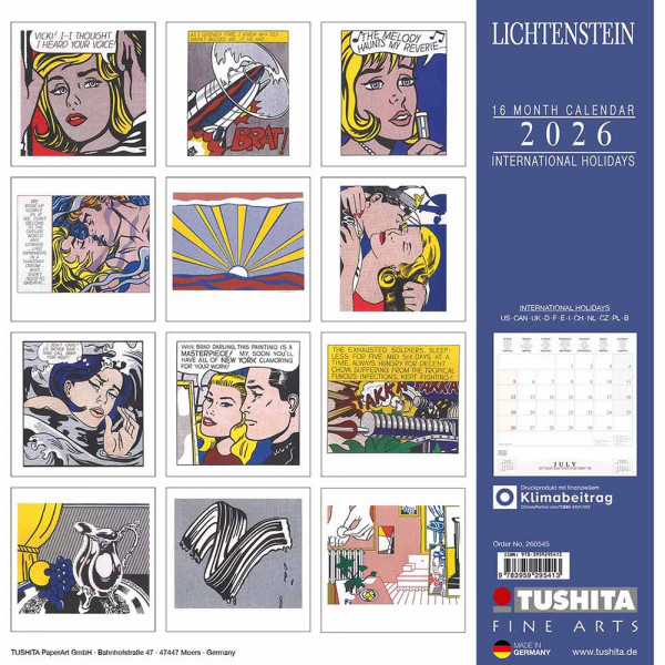 Zidni kalendar 2026 ROY LICHTENSTEIN 