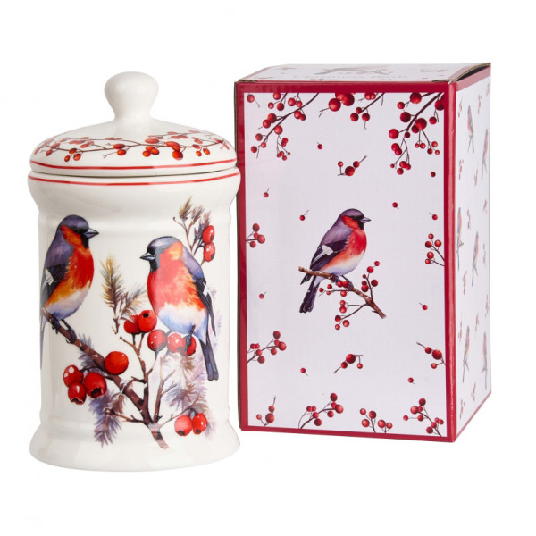 Porcelanska posuda za keks 800ml NOVA GODINA Ptice 