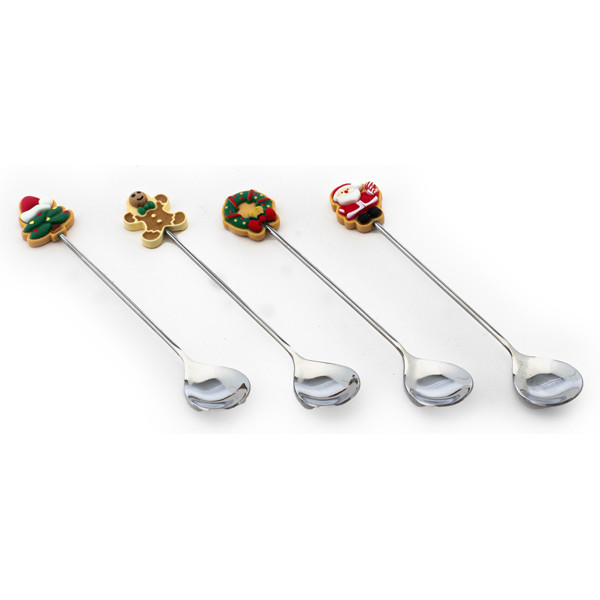 Novogodišnji set četiri kašičice CRVENI 