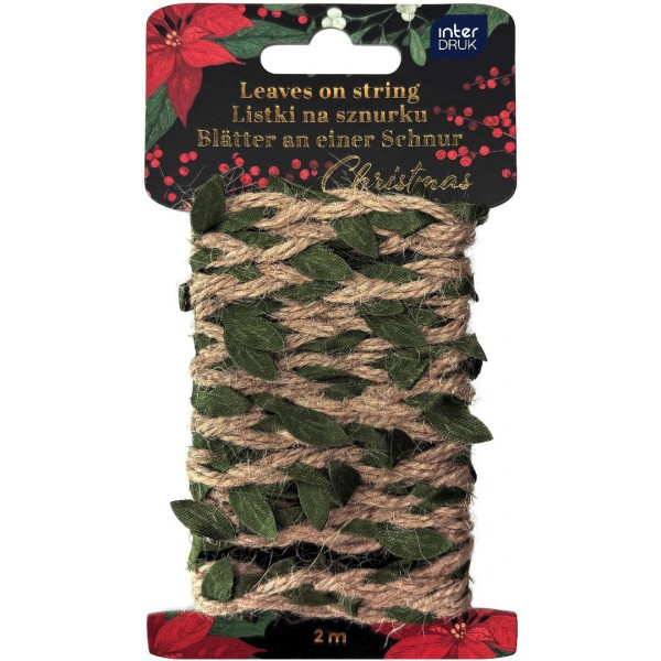 Novogodišnja ukrasna vrpca sa lišćem 2m 