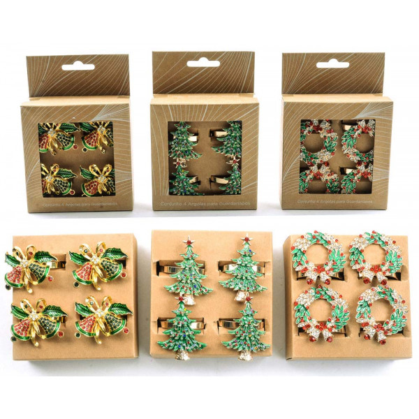 Prsten za salvete NOVA GODINA, 4 kom (Više vrsta) 