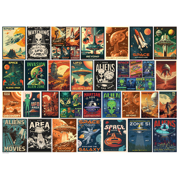 Puzzle VINTAGE ALIEN POSTERS 1000kom 