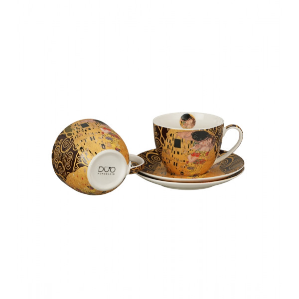 Set dve šolje sa tacnama KLIMT The Kis (Brown) 