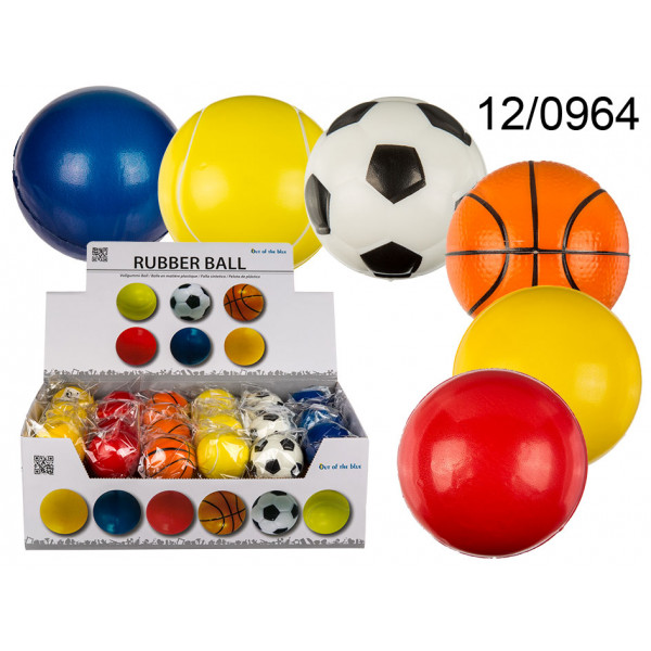 Ball, ca. 6 cm, plastic, 6 ass., 48 pcs. per display 