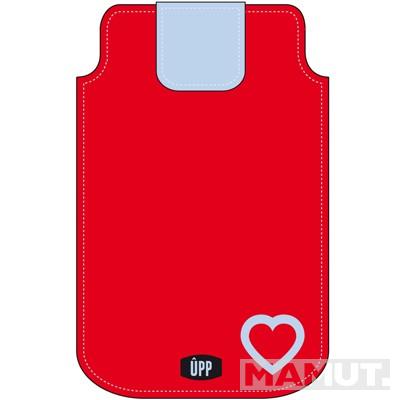 PHONE POUCH BLUE HEART ON RED 