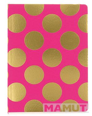 Sveska SHIMMER A5 NOTEBOOK LARGE GOLD POLKA MAGENTA 