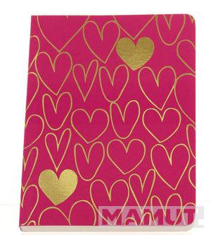 Sveska SHIMMER  A6 NOTEBOOK  LARGE GOLD HEARTS MAGENTA 