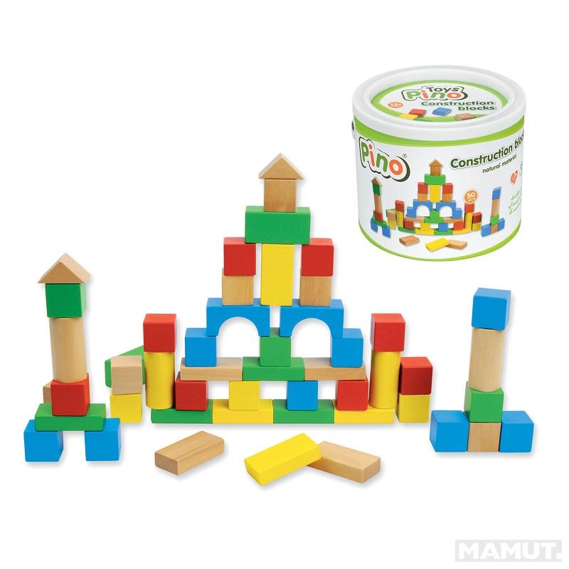 Drvena igračka PINO kocke blokovi 50 kom 