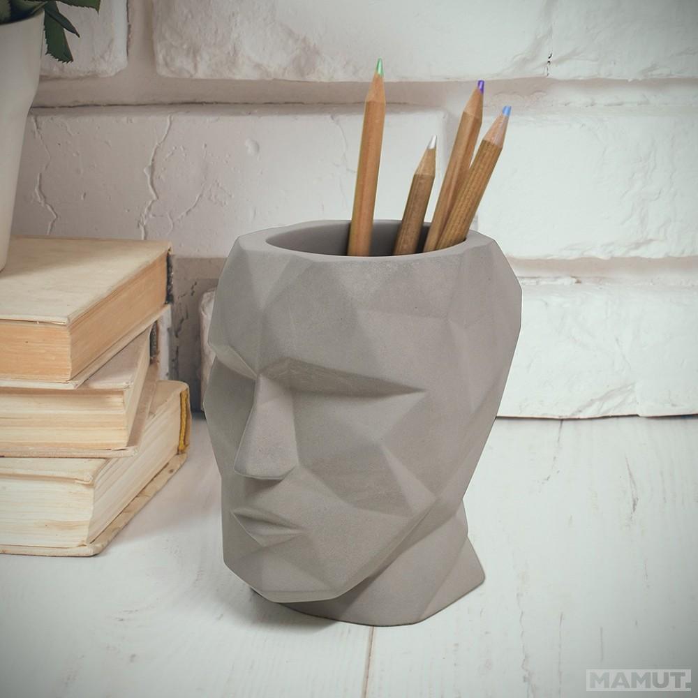 Posuda na olovke THE HEAD - GRAY CIMENT 