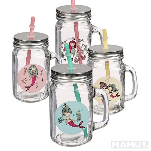 Čaša MERMAID VINTAGE JAR WITH HANDLEMETAL LID 