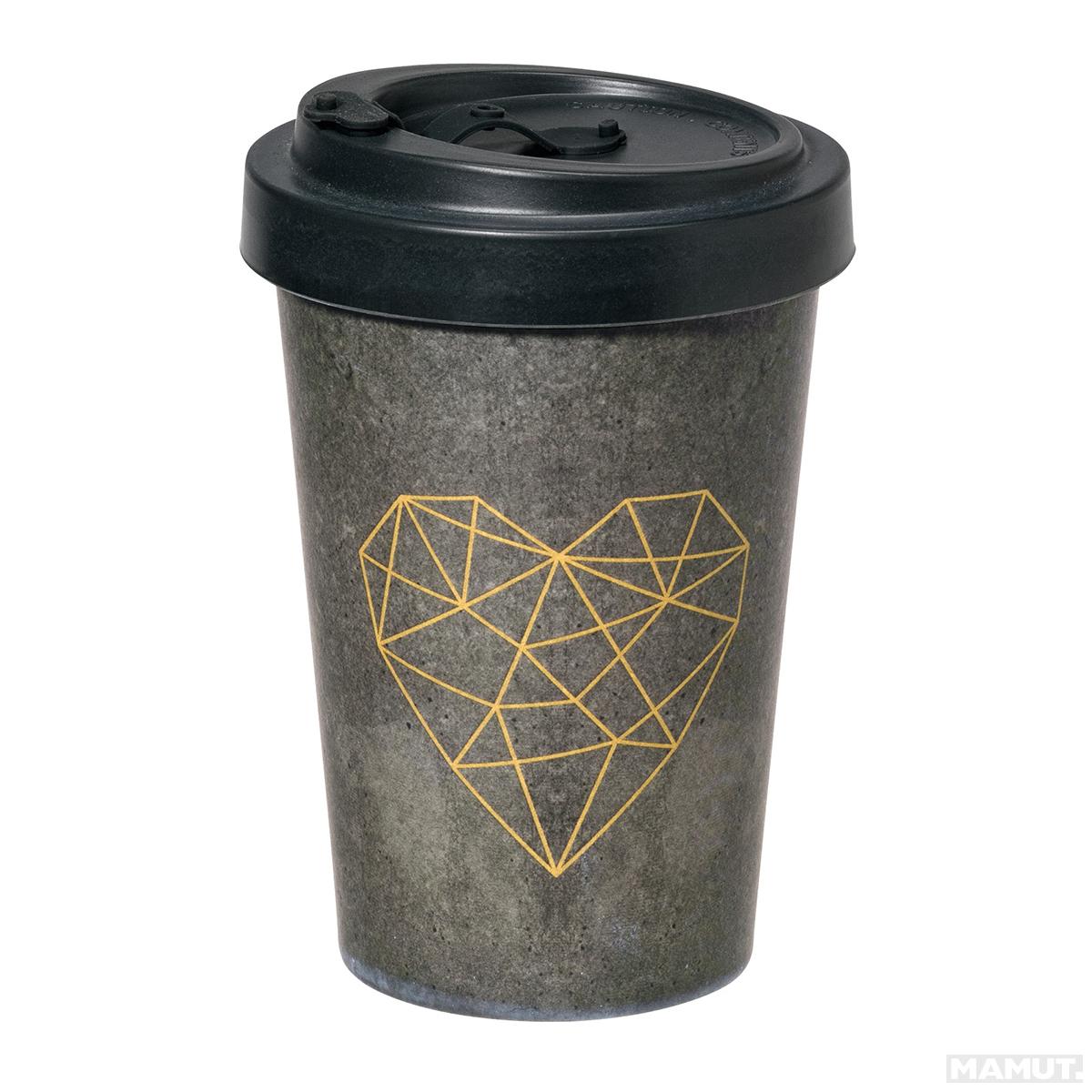 Putna šolja BAMBOO GEOMETRIC HEART CEMENT 
