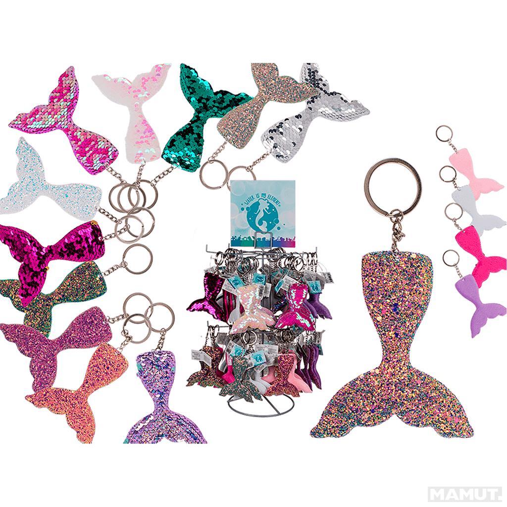 Privezak za Ključ SEQUIN & GLITTER KEY HANGER MERMAID 12 COLOURS ASS 72 PCS ON DISPLAY 