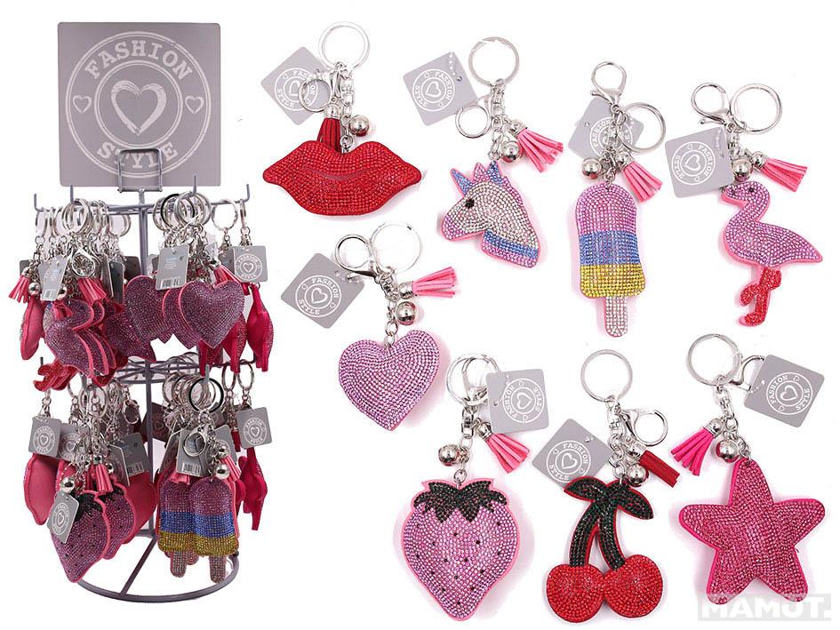 Privezak za Ključ METAL KEYCHAIN TROPICAL SEQUINS CA 6 CM 8 ASS 48 PCS PER DISPLAY 