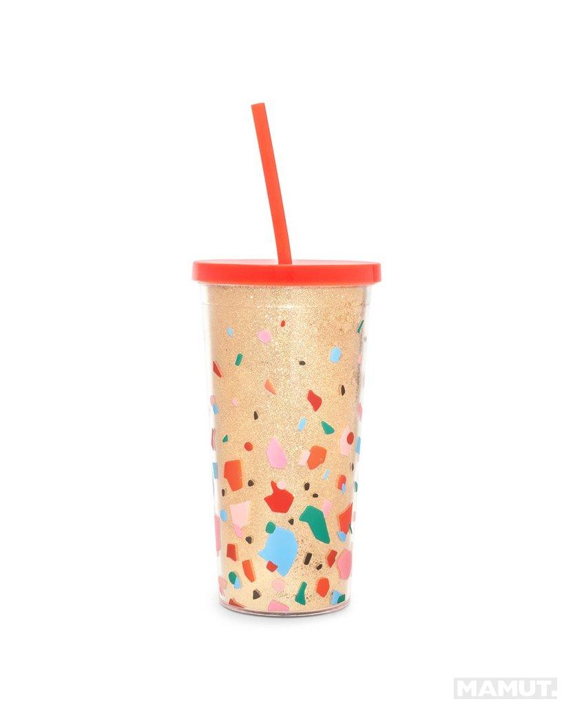 CONFETTI Čaša sa slamkom i poklopcem 