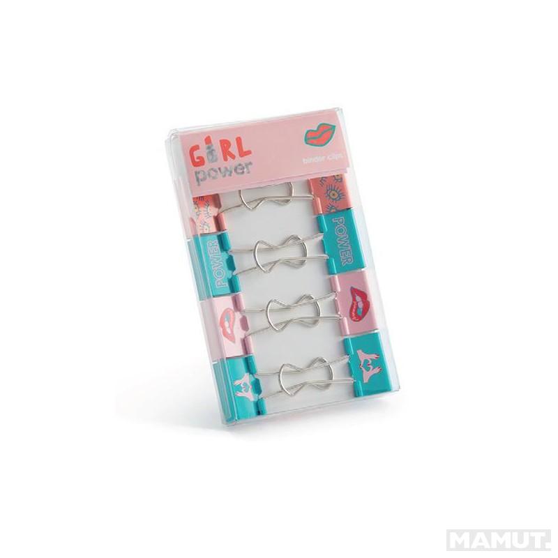 Spajalice PACK OF 8 BINDER CLIPS GIRL POWER 