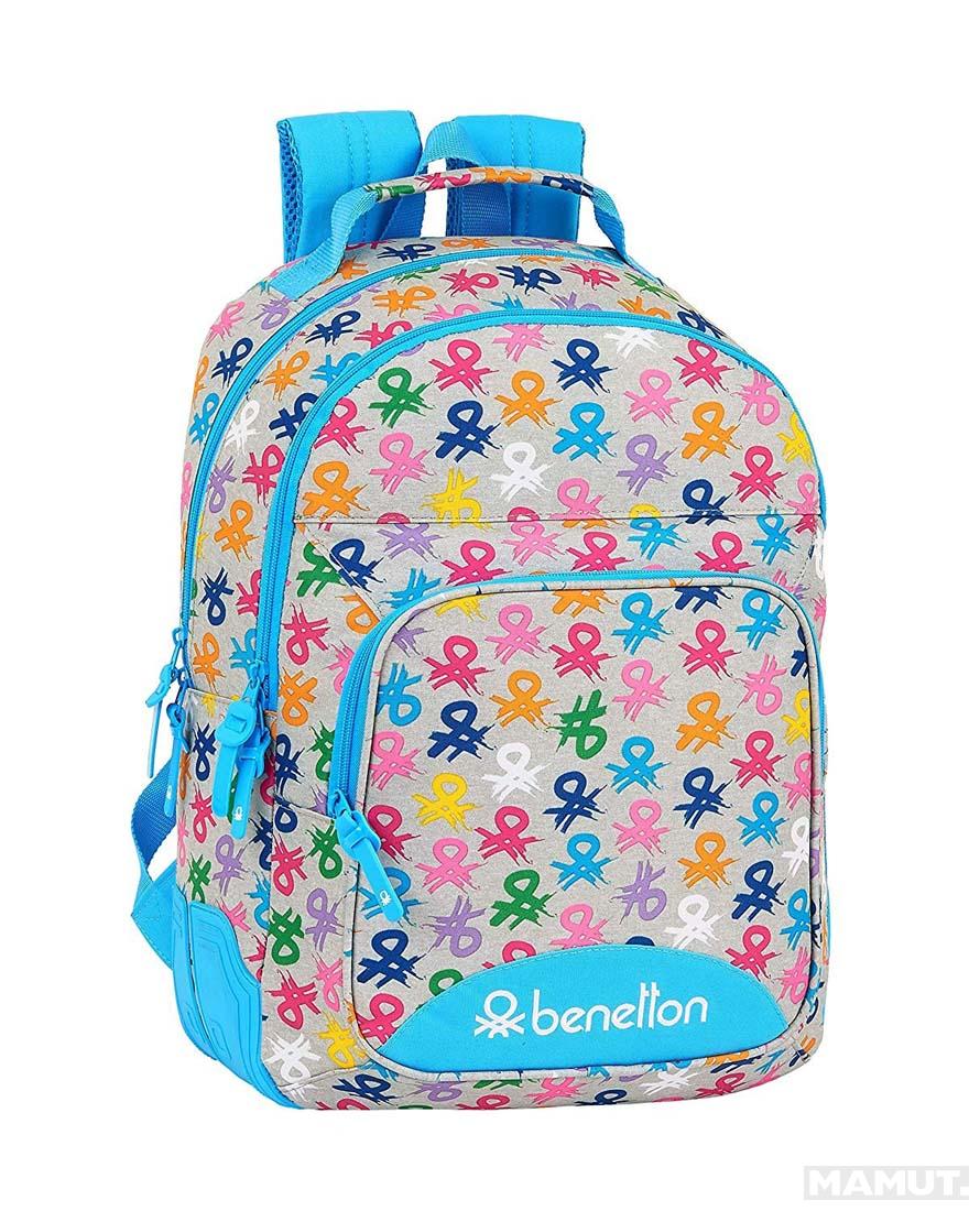 Školski Ranac DOUBLE BACKPACK REINFORCED CORNERS BENETTON LOGO 