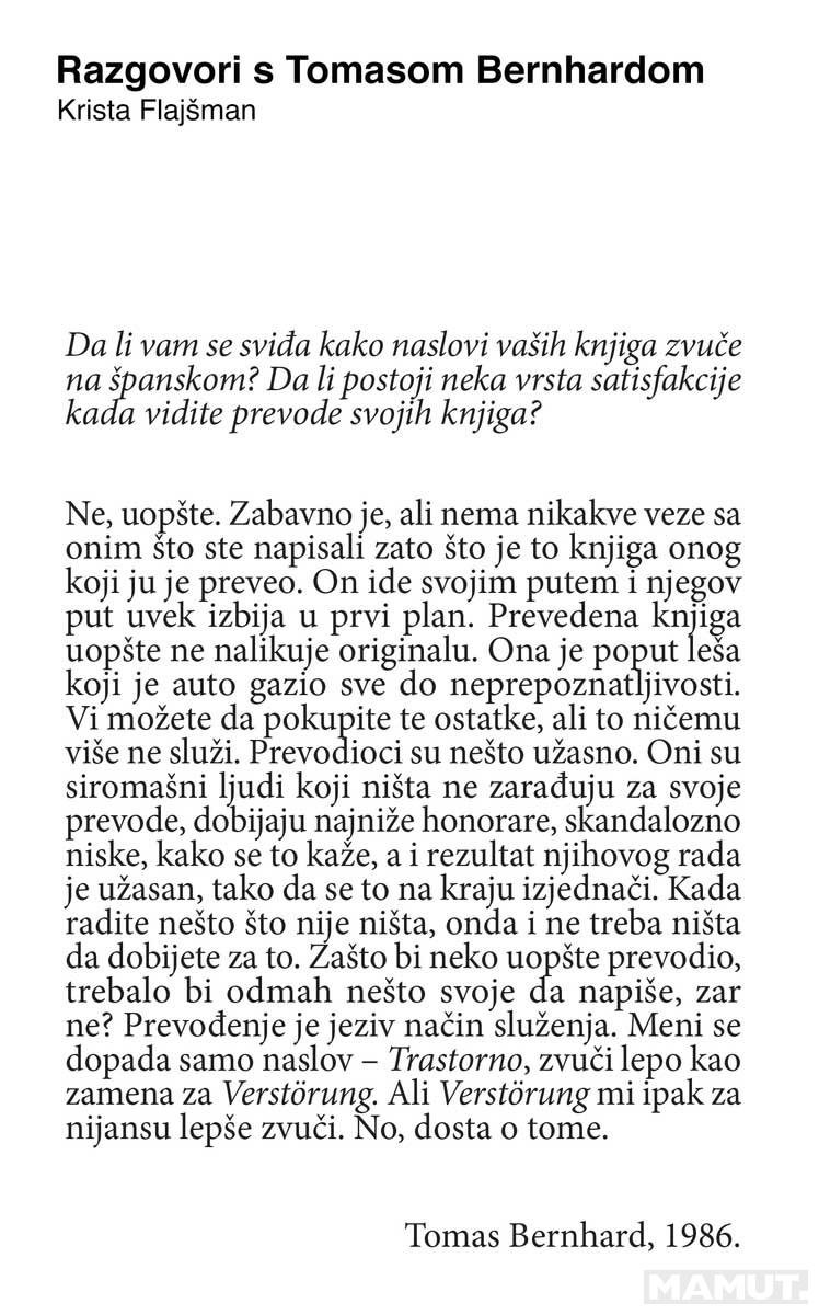 RAZGOVORI SA TOMASOM BERNHARDOM 
