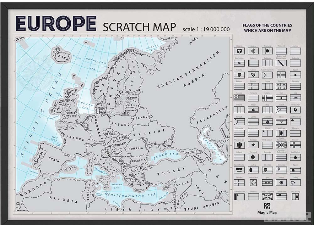 URAMLJENA GREB-GREB MAPA EVROPE NA ENGLESKOM 