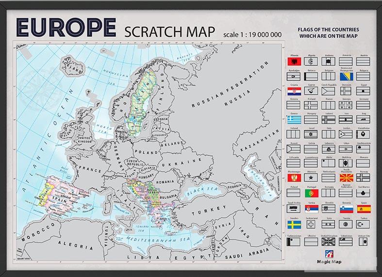 URAMLJENA GREB-GREB MAPA EVROPE NA ENGLESKOM 