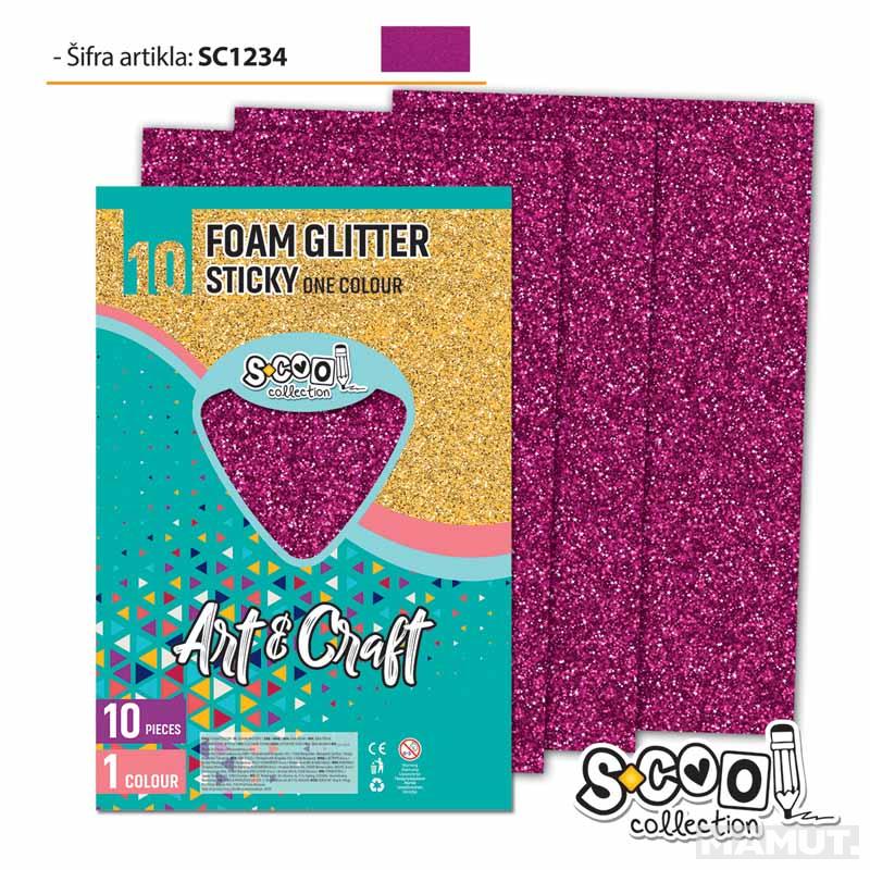 EVA PENA GLITER SAMOLEPIVA ROZE 20*30CM 1/10 SC1234 