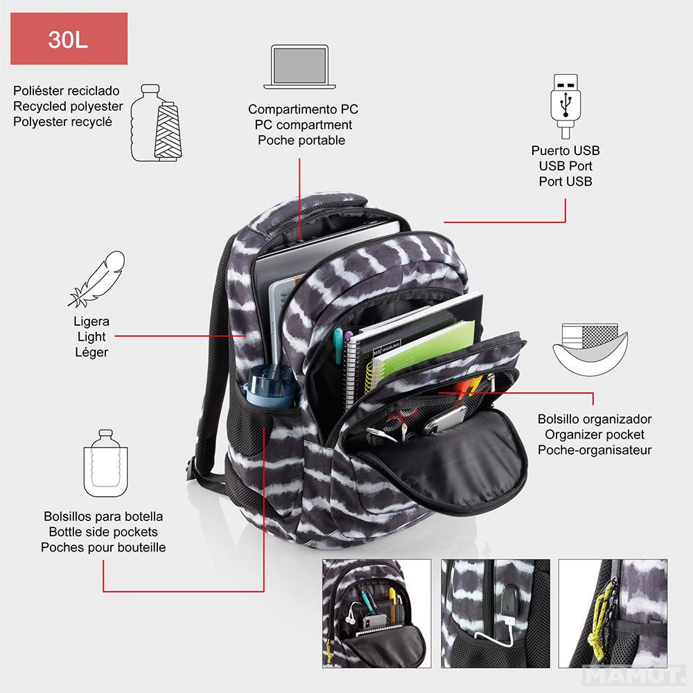 Ranac školski sa tri pregrade BERLIN TIE DYE 