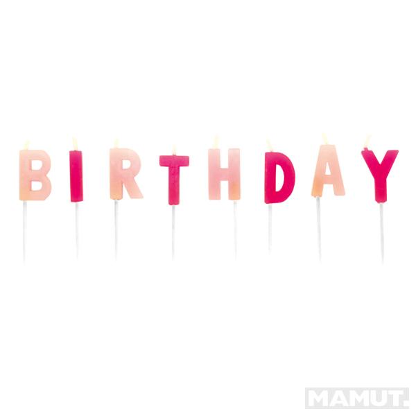 Rođendanske svećice Happy Birthday - Pink 7cm 