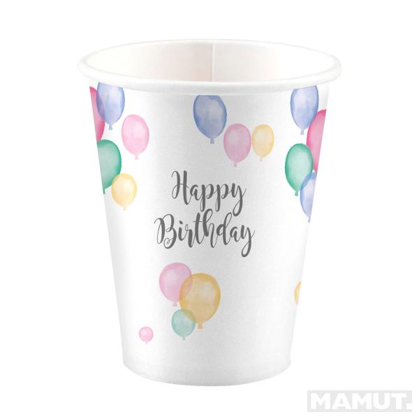 Osam rođendanskih čaša HAPPY BDAY PASTEL 250 ML 