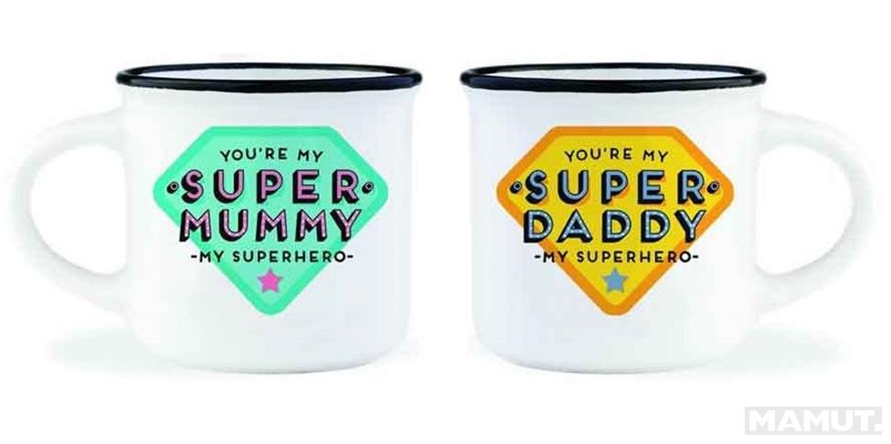 Set dve šoljice za espreso SUPER MUMMY AND SUPER DADDY 