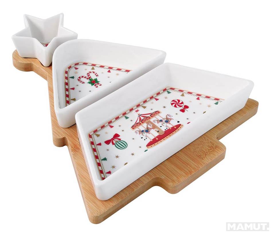 Set činija na tacni CHRISTMAS WONDERLAND 21x25cm 