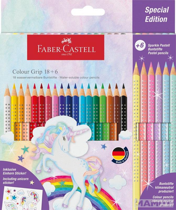 Drvene bojice FABER CASTELL 1/18 + 6 pastel- Jednorog 