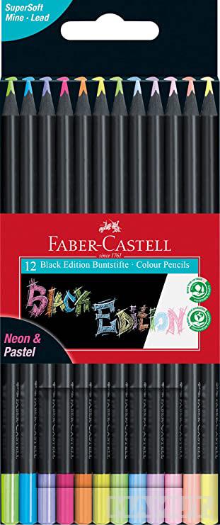 Drvene bojice FABER CASTELL BLACK EDITION PASTEL+NEON 1/12 