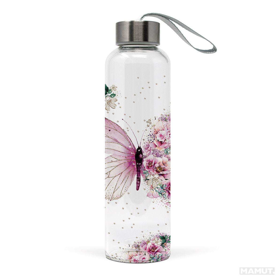 Staklena flaša 0,5L BUTTERFLY FLOWERS 