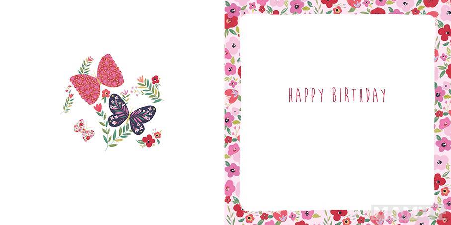 Rođendanska čestitka FLORAL BUTTERLIES 