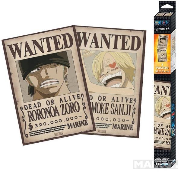 ONE PIECE set dva postera WANTED ZORO & SANJI 