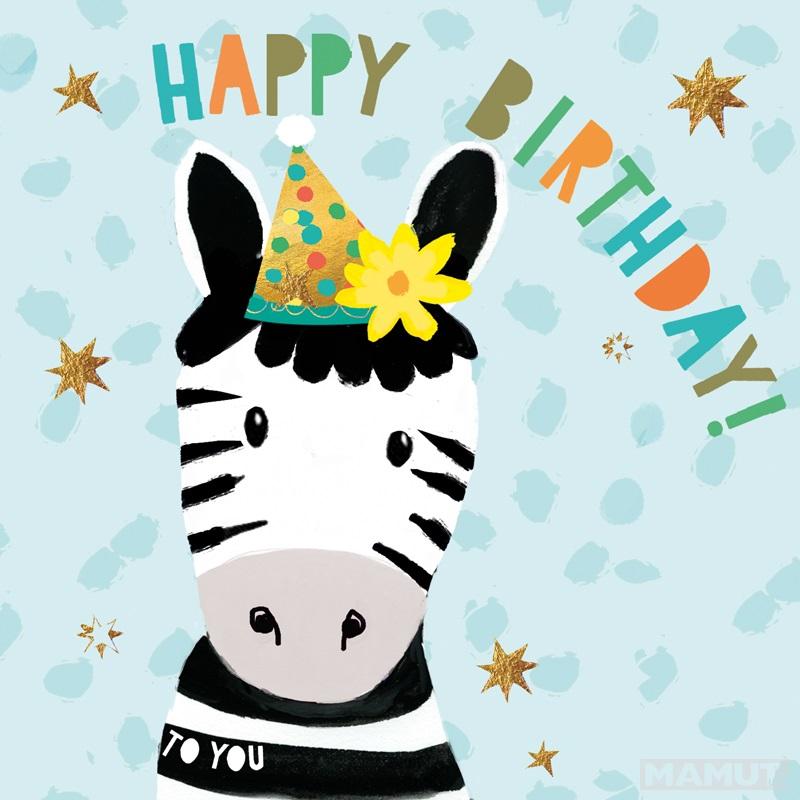 Čestitka HAPPY BIRTHDAY - ZEBRA 