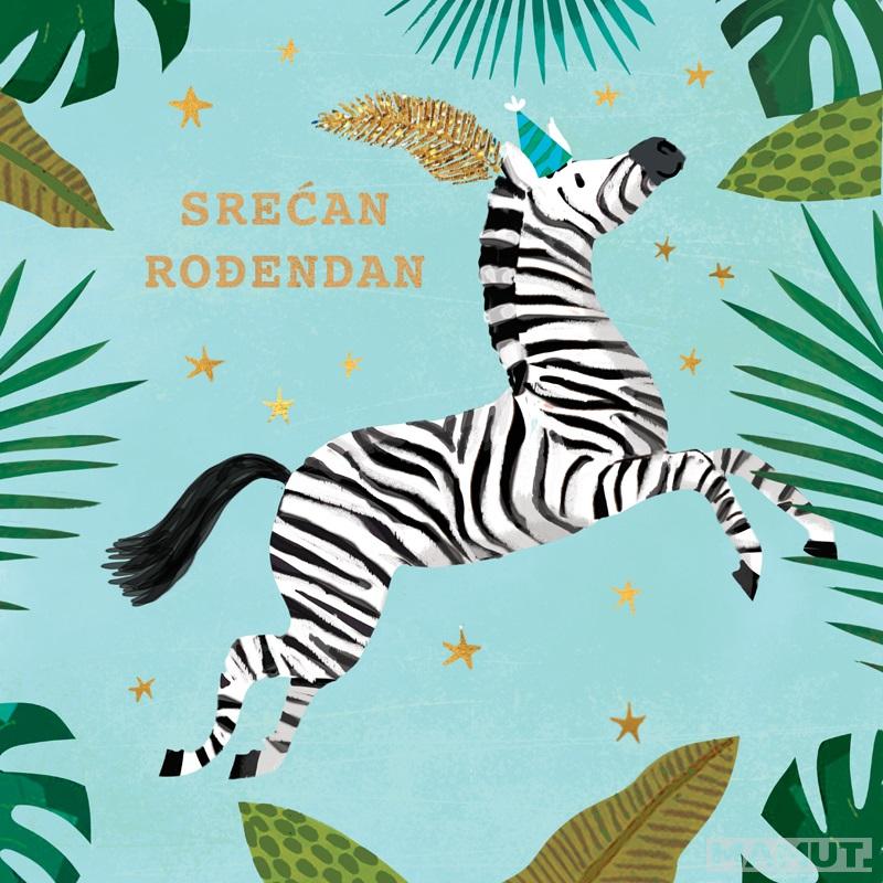 Čestitka SREĆAN ROĐENDAN - ZEBRA 