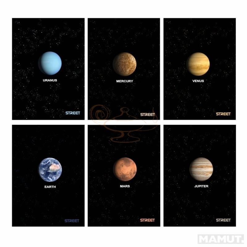 Sveska A5 PLANETS, 54L, Kvadratići (više motiva) 