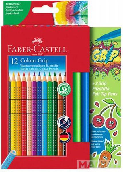 FABER CASTELL drvene bojice grip 12 + 2 markera 