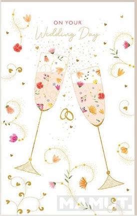 Čestitka za venčanje WEDDING CHAMPAGNE GLASSES 