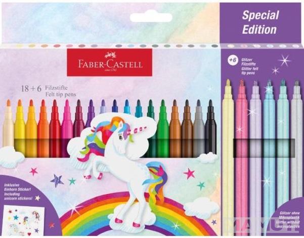 FABER CASTELL flomasteri 18+6 JEDNOROG 