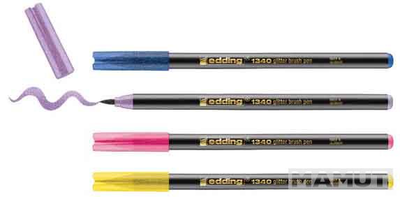 BRUSH FLOMASTERI E-1340, 1-6 MM GLITTER SET 1/4 EDDING SORTIRANO 