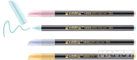 FLOMASTERI E-1200 1-3MM GLITTER , SET 1/4 PASTELNE BOJE EDDING SORTIRANO 